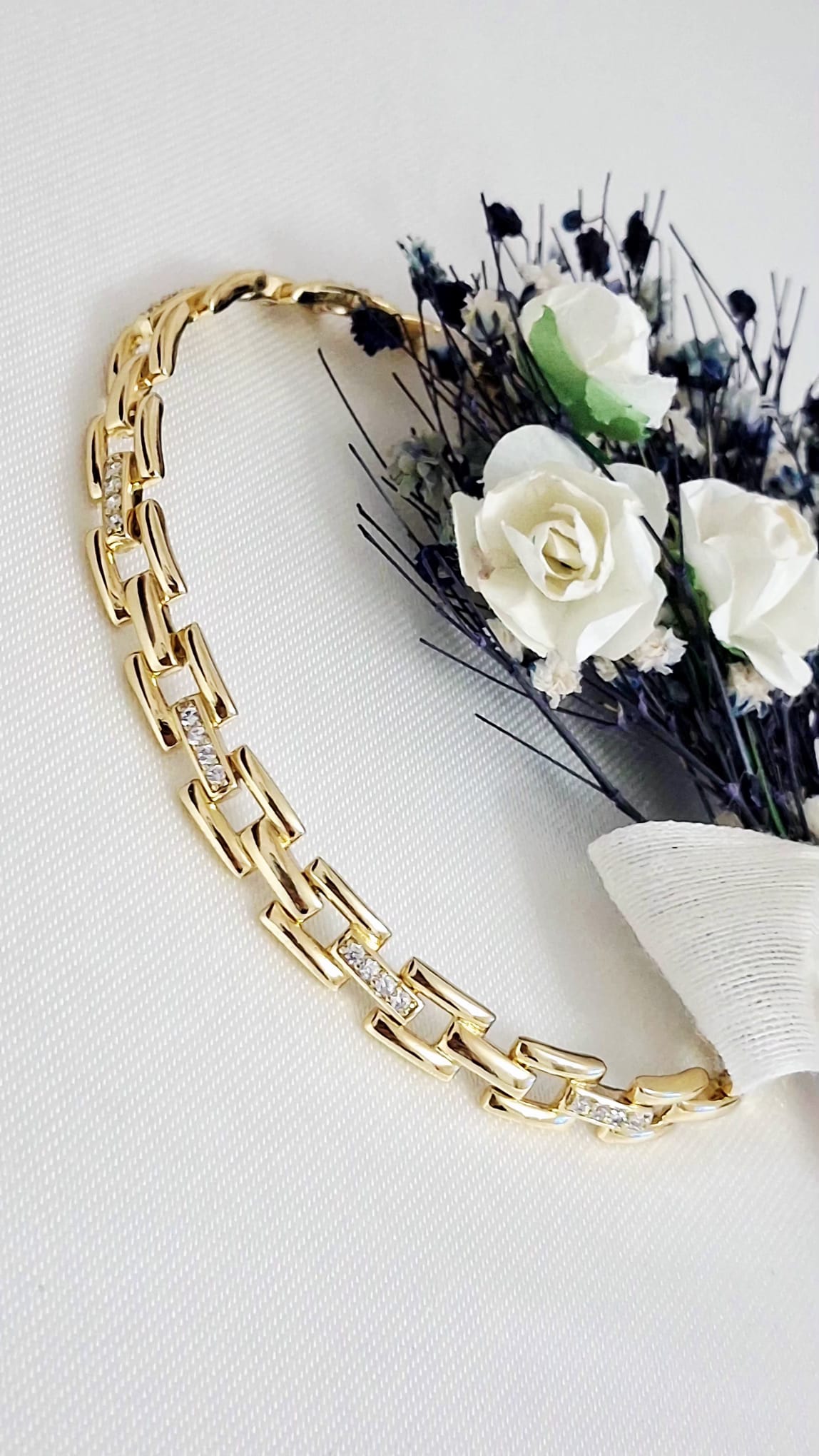 XUPING Bileklik - Kare Aralıklı ve Baget Taşlı